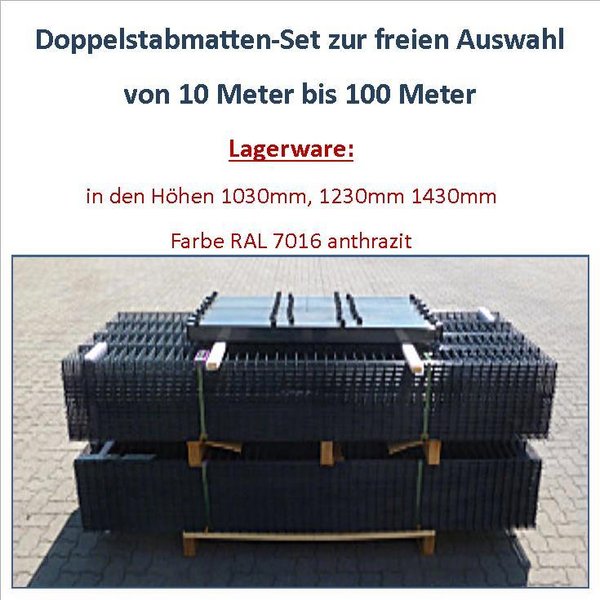 Doppelstabmatten-Set von 10 Meter bis 100 Meter